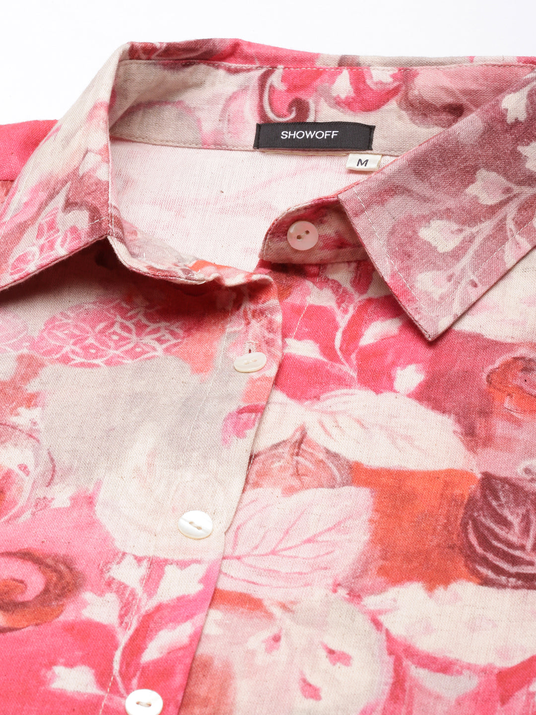 Women's Pink Floral Print Cotton A-Line Dress