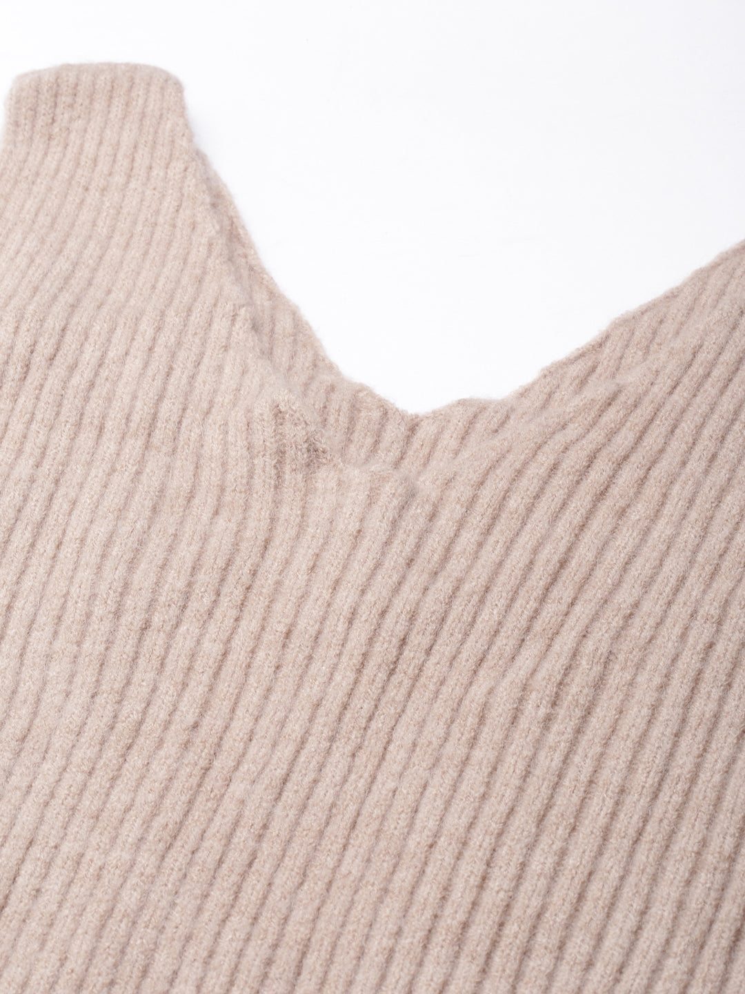 Women's Beige Self Design Knee Length Bodycon Dress