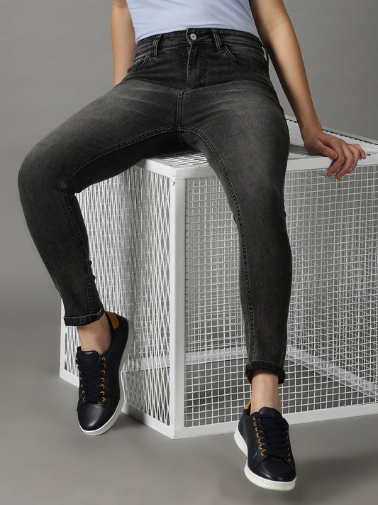 Women's Grey Melange Slim Fit High-Rise Stretchable Jeans