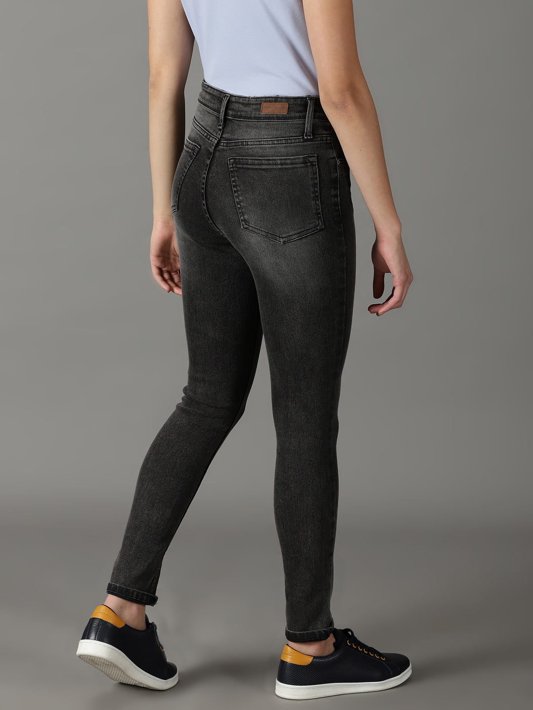 Women's Grey Melange Slim Fit High-Rise Stretchable Jeans