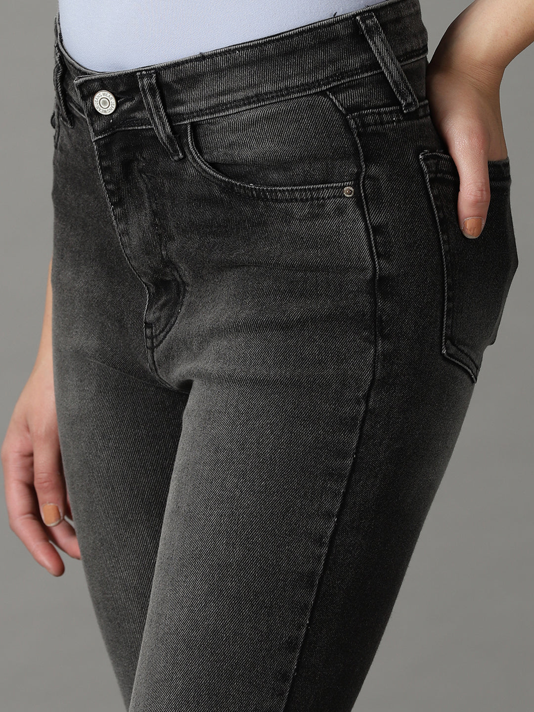 Women's Grey Melange Slim Fit High-Rise Stretchable Jeans