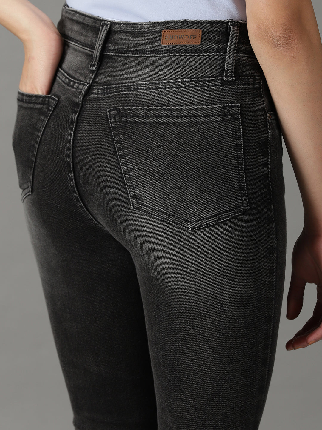 Women's Grey Melange Slim Fit High-Rise Stretchable Jeans