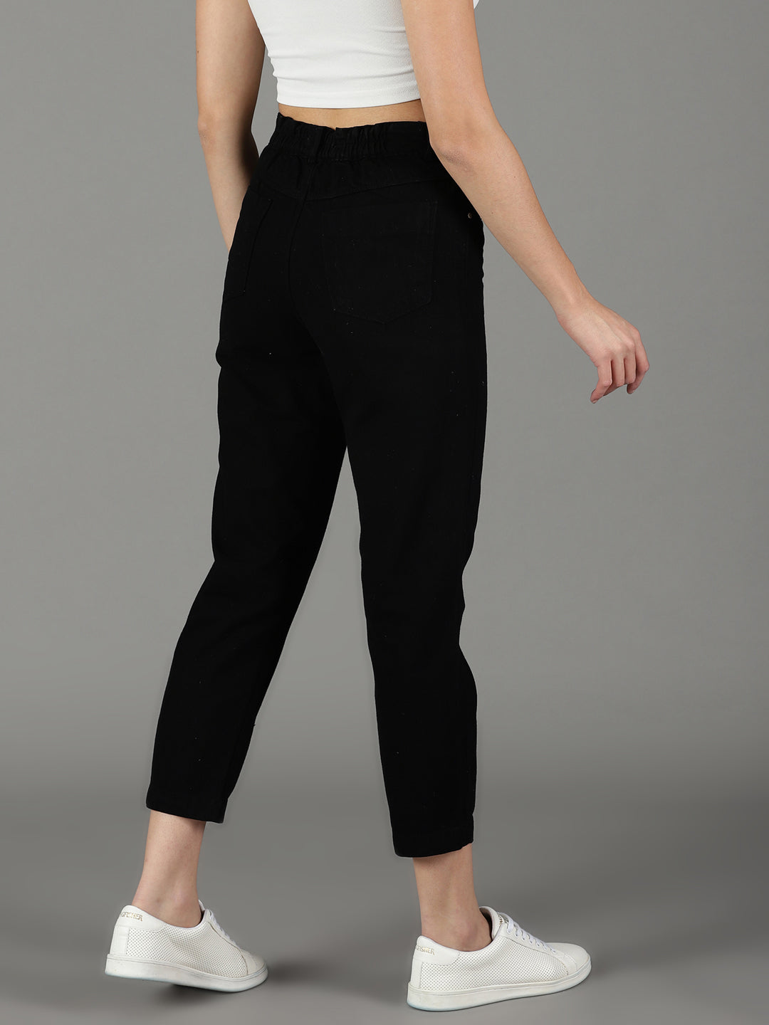 Women's Black High-Rise Cotton Jeans