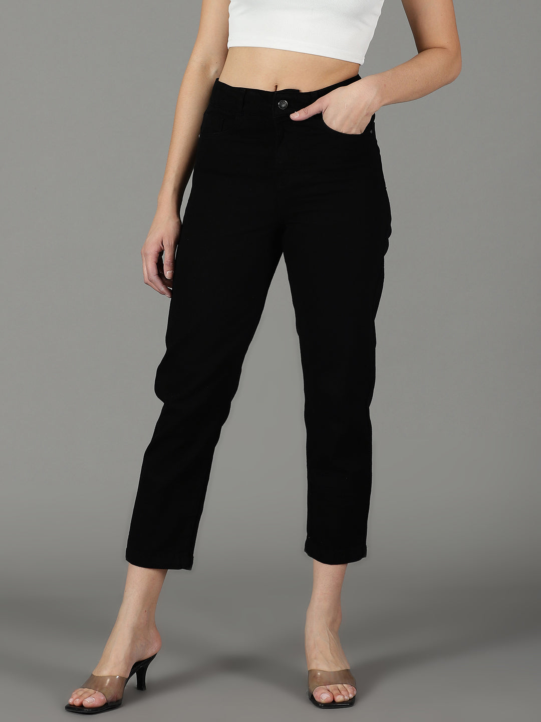 Women's Black High-Rise Mom Fit Jeans