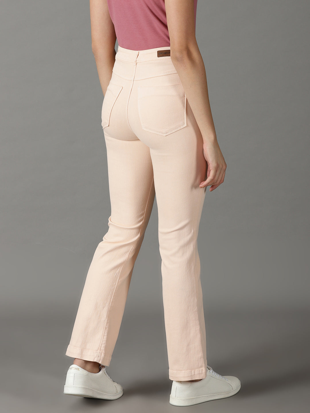 Women's Peach Bootcut High-Rise Stretchable Cotton Jeans