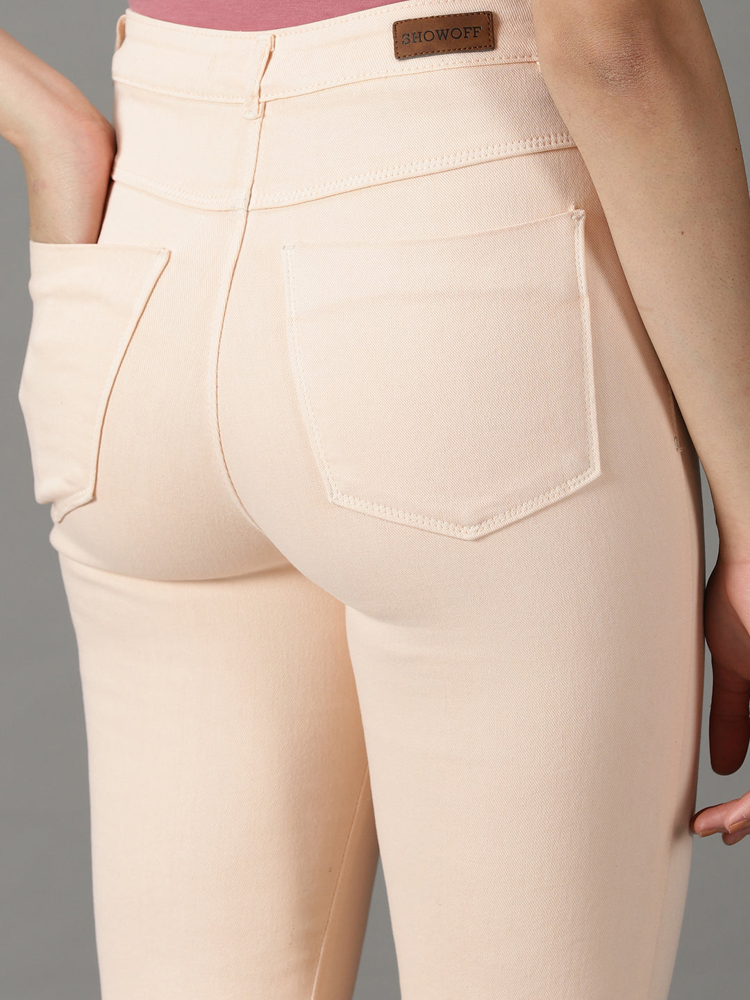 Women's Peach Bootcut High-Rise Stretchable Cotton Jeans