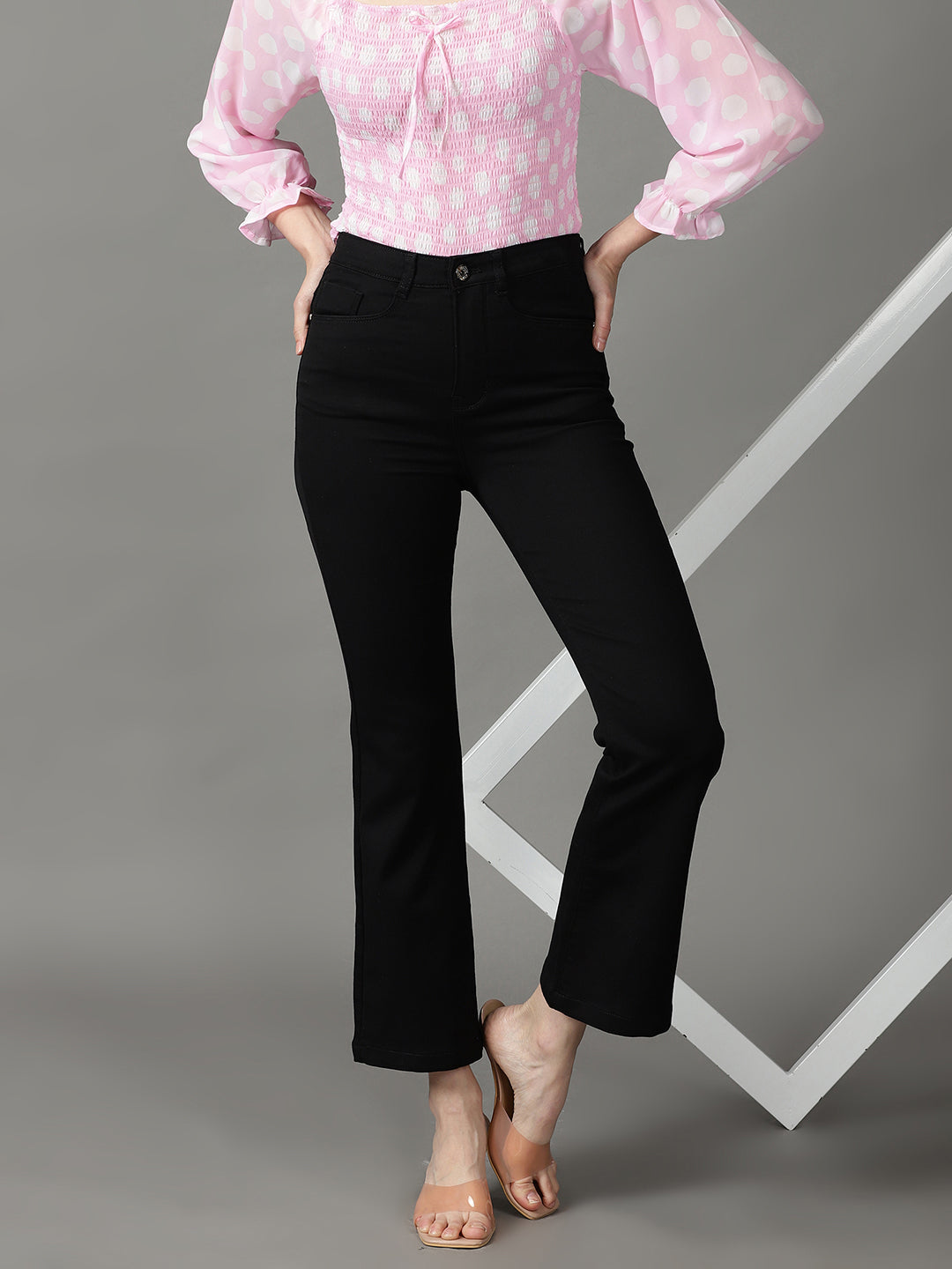 Women's Black Bootcut High-Rise Stretchable Jeans