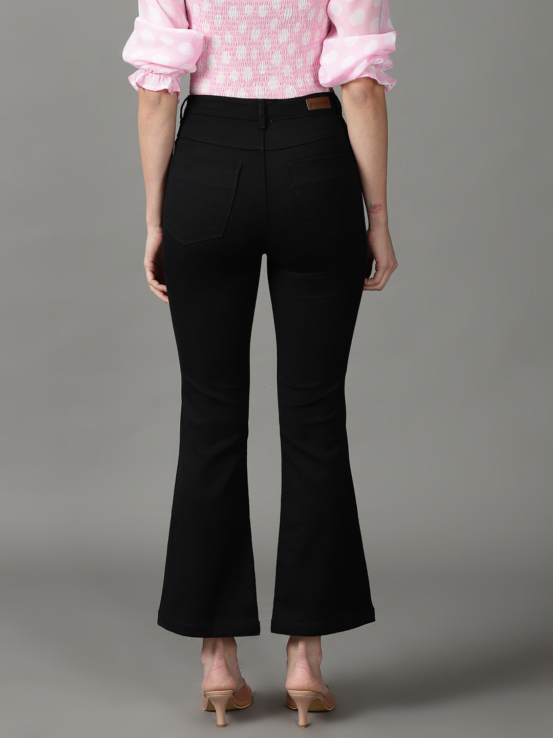 Women's Black Bootcut High-Rise Stretchable Jeans