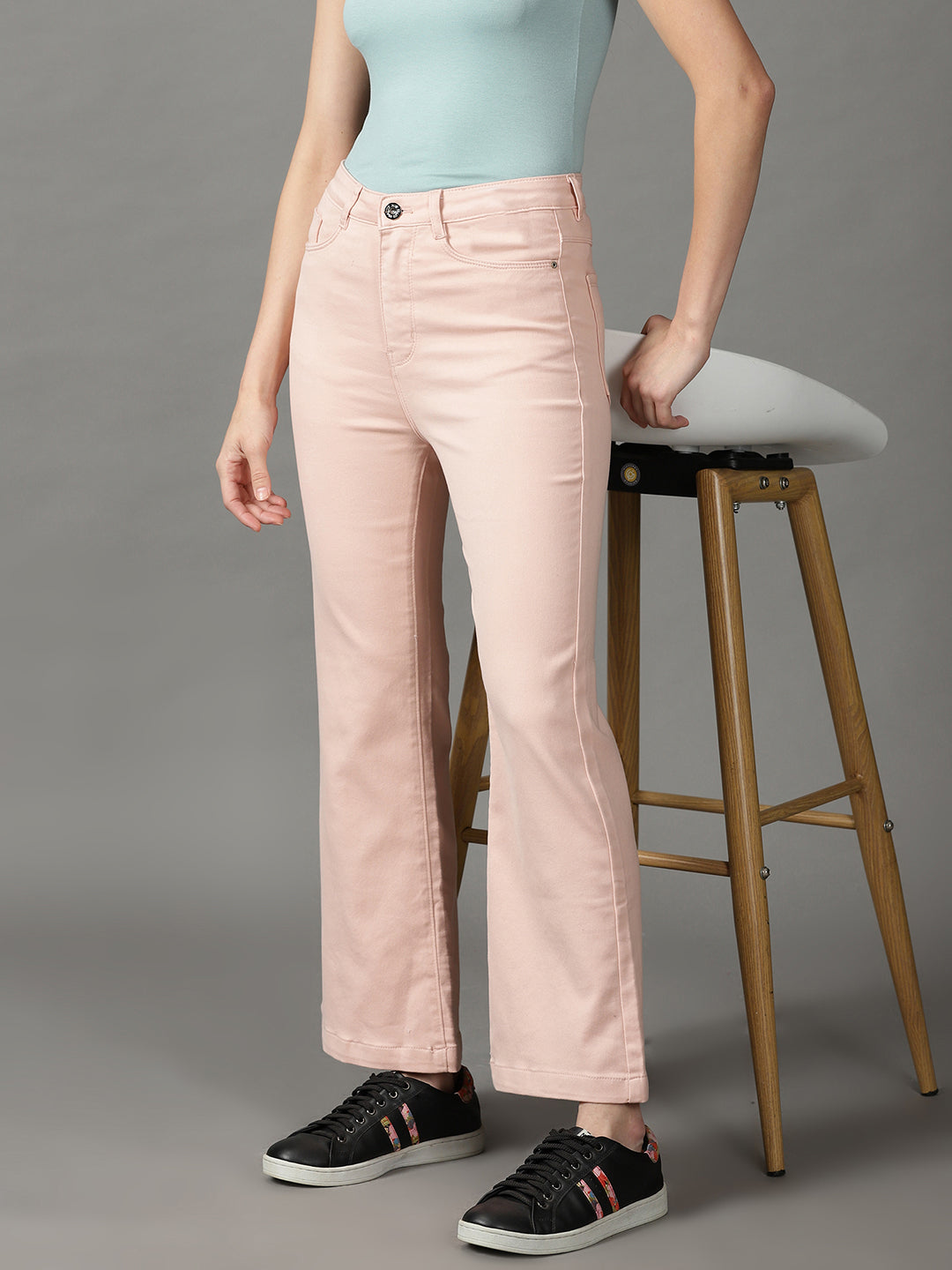 Women's Peach Bootcut High-Rise Stretchable Cotton Jeans