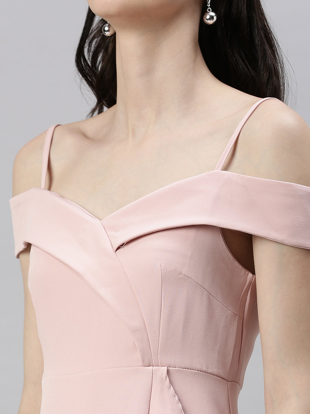 Women's Pink Off-Shoulder A-Line Dress