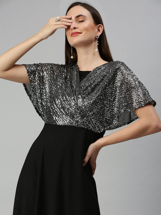 Women's Embellished Maxi Black Dress