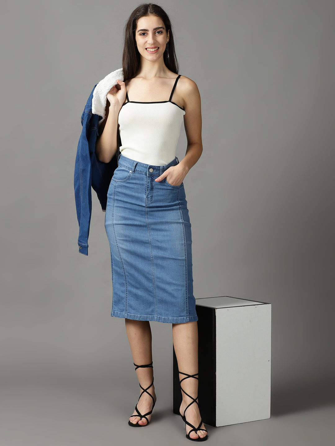 Women's Cream Ribbed Fitted Top